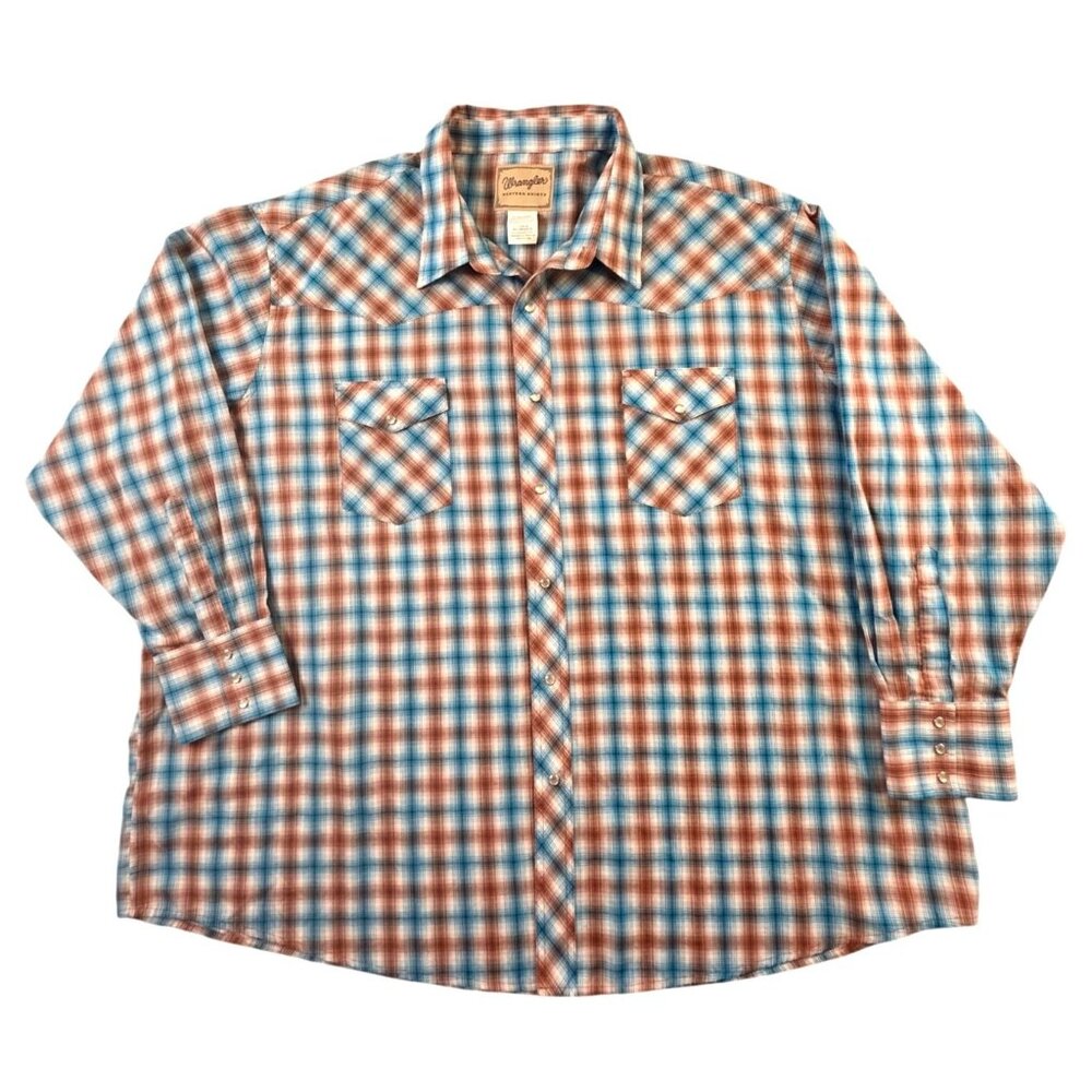 Wrangler Men's Plaid Pearl Snap Size 4XL